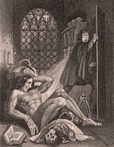 Victor Frankenstein, yaratılışından iğreniyor by Theodore Von Holst