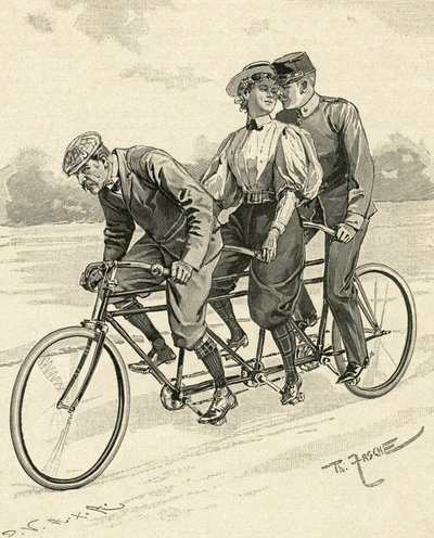 Tandem bisiklet denilen üç kişilik bisiklet by Theodore Zasche