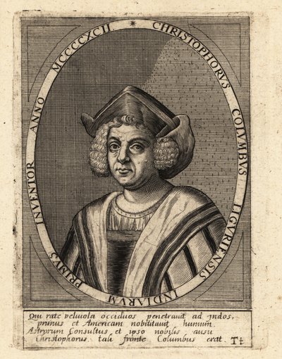 Christopher Columbus, İtalyan kaşif ve sömürgeci by Theodore de Bry