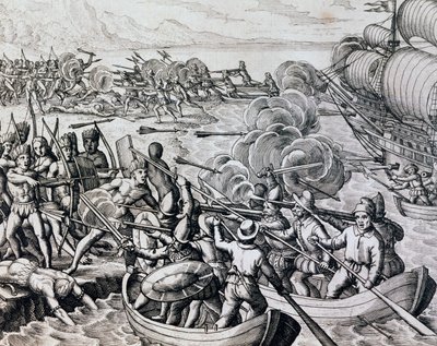 Yerli Kızılderililer ve İspanyol birlikleri arasındaki çatışma, Historia Americae