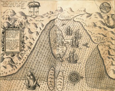 Mozambik kıyıları, Johannes Hugonis Linschooten ve Theodore de Bry tarafından Doğu Hint Adaları, gravür by Theodore de Bry