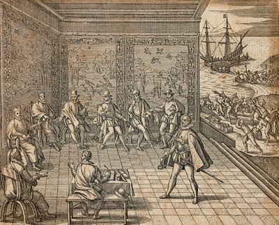 Francisco Pizarro Güney Amerika Seferine Hazırlanıyor, Theodor de Bry by Theodore de Bry