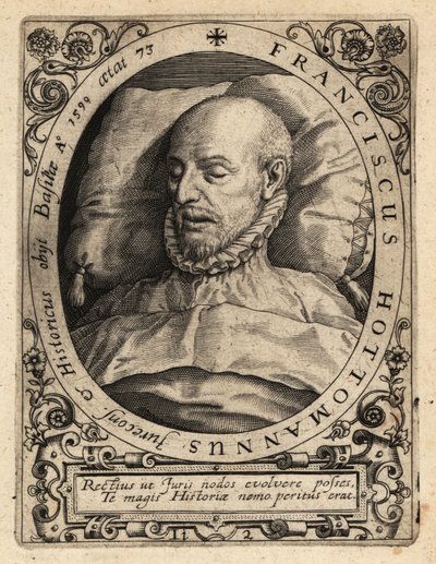 Francois Hotman ölüm döşeğinde by Theodore de Bry