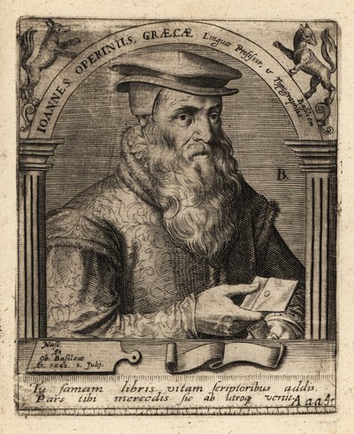 Hans Herbst, İsviçreli hümanist yazıcı. by Theodore de Bry
