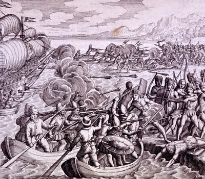 İspanyolların yerlilerle büyük bir savaşa izin veren 400 adamla Haiti Adası