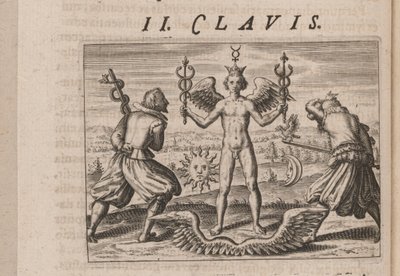 Tripus Avrevs için illüstrasyon, yani seçkin kimyagerlerin üç incelemesi.., 1618 by Theodore de Bry