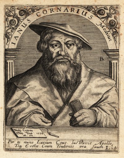 Janus Cornarius, Sakson hümanist, c1500-1558. by Theodore de Bry