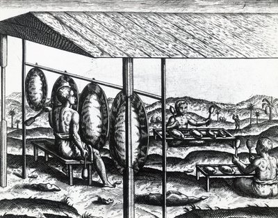 Cava müzik aletleri, Theodor de Bry (1528-1598), gravür by Theodore de Bry