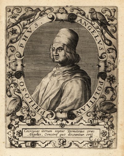 Poliziano, İtalyan klasik bilim adamı. by Theodore de Bry