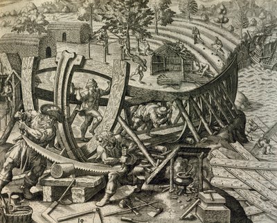 İspanyol denizciler karavel inşa ediyor, Historia Americae