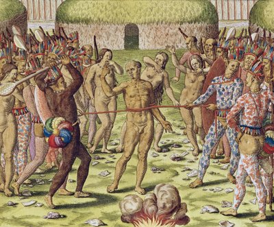 Topinambous Kızılderilileri Tarafından Bir Düşmanın İnfazı, 1562 by Theodore de Bry