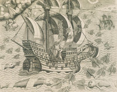 Hint Adaları Denizlerinden Kanatlı Balıklar, Theodore de Bry tarafından Amerikan Tarihinden İllüstrasyon by Theodore de Bry