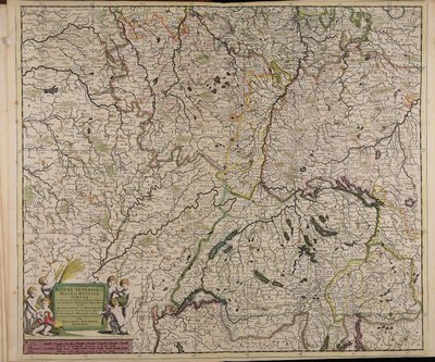 Accuratissima Rheni superioris Mosae et Mosellae tabula ac minores in eosdem in fluentes fluvii cum omnibus adherentibus regionibus sicut archiepiscopatus et electoratus Moguntini et Palatinatus Rheni Lotaringiae Helvetiae Alsatiae Sueviae et comitatus Bur by Theodorus Danckerts