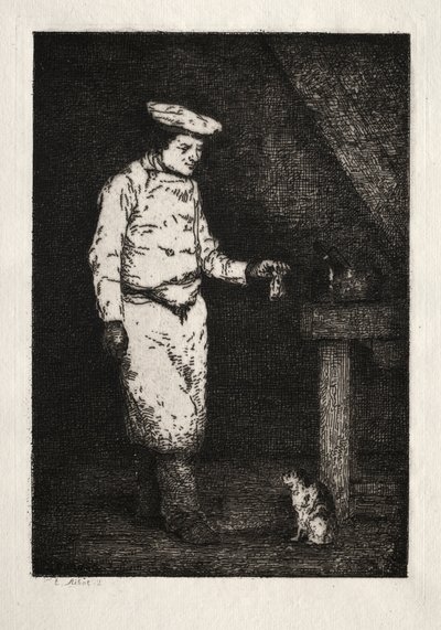 kedinin öğle yemeği by Theodule Ribot