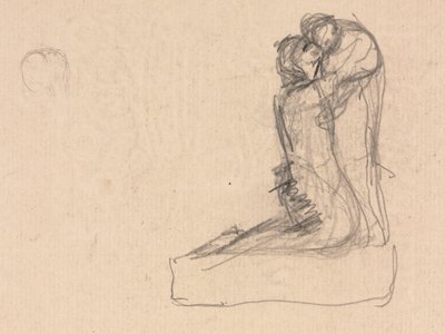 Kucaklayan İki Figür Çizimi (verso) by Theodule Ribot