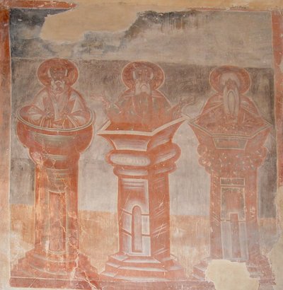 Azizler Yaşlı Simeon Stylites, Küçük Simeon Stylites ve Stylite Alypius, 1378 by Theophanes the Greek