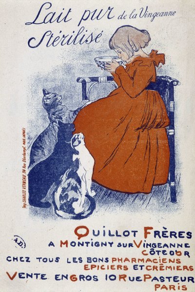Saf Vingeonne sütü için reklam afişi - Steinlen tarafından by Théophile Alexandre Steinlen