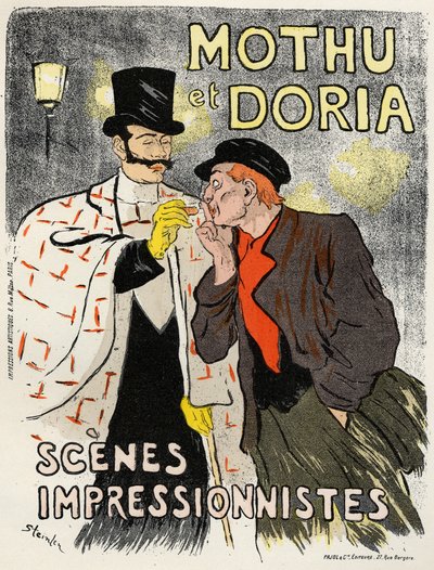 Sanat. eğlence. Şarkıcılar Mothu ve Doria. Poster Steinlen, Fransa by Théophile Alexandre Steinlen