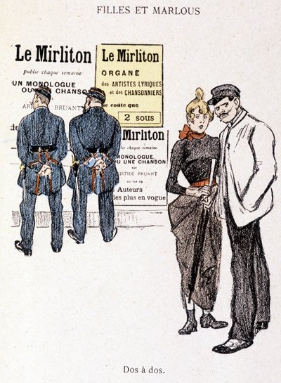 Kız ve Marlou: iki polis memurunun arkasında bir pezevenk ve bir fahişe. Steinlen