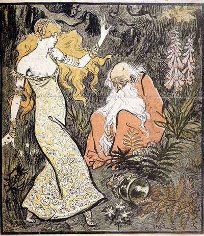 Merlin ve Viviane (“Brocéliande”) - Steinlen tarafından by Théophile Alexandre Steinlen