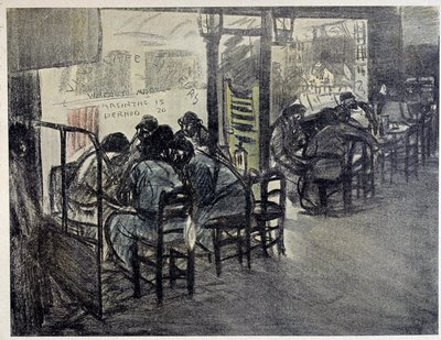 Kafenin terasında (Vitrinde “” Absinthe 15”, “” Pernod 20” yazıyor”) Theophile Alexandre Steinlen