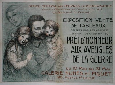 Kör askerlere yardım için sanat satışının reklamını yapan poster by Théophile Alexandre Steinlen