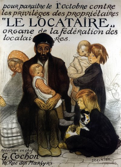 Kiracılar Federasyonu tanıtım afişi, Paris 1913 (afiş) by Théophile Alexandre Steinlen