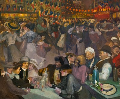 Bastille Günü dansı (14 Temmuz) - Alexandre Theophile Steinlen (1859-1923) - “” Bal du 14 juillet” detayı by Théophile Alexandre Steinlen