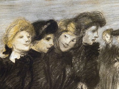 Midinelerin çıkışı (detay) (1907 öncesi). Teofil Alexandre Steinlen (1859-1923). Kağıt üzerine kömür ve pastel. Musee des Beaux-Arts de la Ville de Paris, PeuPalais. by Théophile Alexandre Steinlen