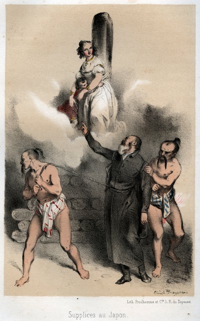Sebastien Kimura kazığına doğru yürüyor, 1845 by Theophile Evariste Fragonard