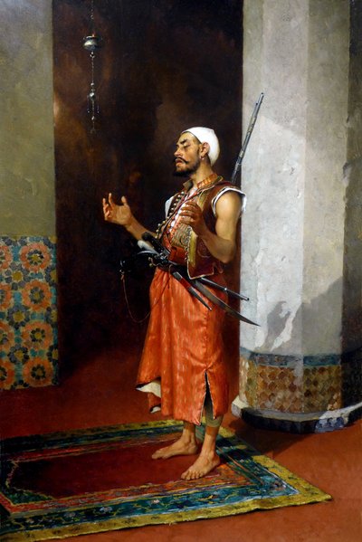 Namaz kılan Türk muhafızı, 19. yüzyılın sonları-20. yüzyılın başları (tuval üzerine yağlı boya) by Theophile Marie Francois Lybaert