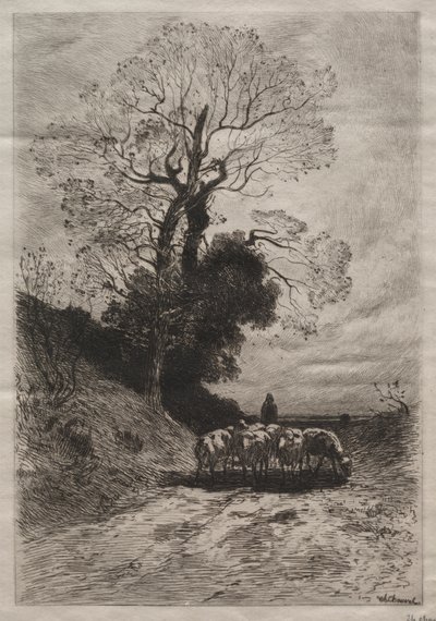 Sürünün dönüşü, c. 1870. by Theophile Narcisse Chauvel