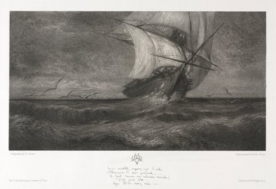 Hayalet Gemi veya Dalgalarda, 1872. by Theophile Narcisse Chauvel