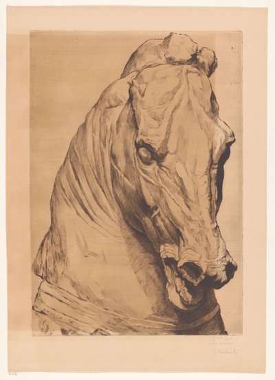 Antik bir heykelden tek boynuzlu at kafası by Thiebautz (signed by artist)