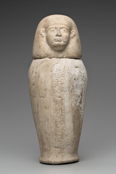 İnsan Başlı Kanopik Kavanoz (kireçtaşı) by Third Intermediate Period Egyptian