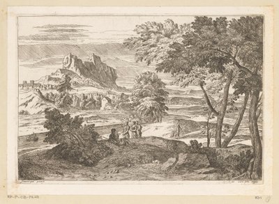 Rakamlar ve tavşanlar ile Arcadian manzara Suite de Paysages (dizi başlığı) by Théodore