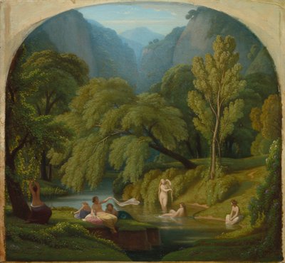 Tivoli'de Anio Nehri Kıyılarında Yıkananlar, Hatıra by Théodore Caruelle d