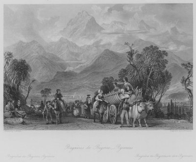 Bagneres de Poigorre, Pireneler (gravür) by Thomas (after) Allom