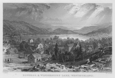 Bowness ve Windermere Gölü, Westmorland (gravür) by Thomas (after) Allom