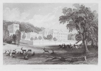 Chatsworth, Derbyshire (gravür) by Thomas (after) Allom