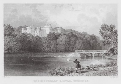 Cholmondeley Kalesi, Cheshire (gravür) by Thomas (after) Allom