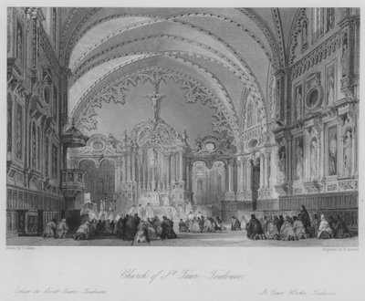 Aziz Taur Kilisesi, Toulouse (gravür) by Thomas (after) Allom