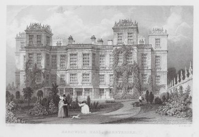 Hardwick Hall, Derbyshire (gravür) by Thomas (after) Allom