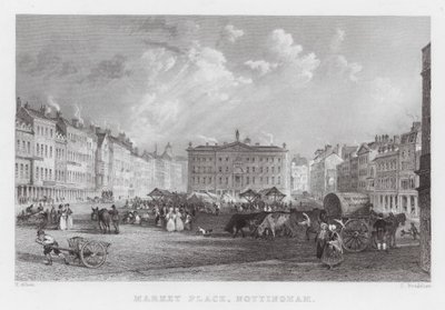 Pazar Yeri, Nottingham (gravür) by Thomas (after) Allom