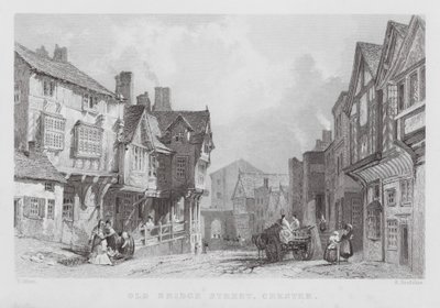 Old Bridge Street, Chester (gravür) by Thomas (after) Allom