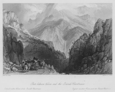 Voiron ve Grande-Chartreuse arasında geçiş (gravür) by Thomas (after) Allom