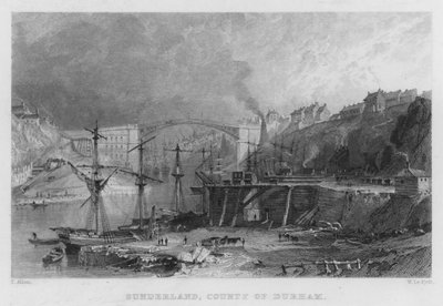 Sunderland, Durham İlçesi (gravür) by Thomas (after) Allom