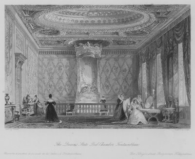 Kraliçe'nin Devlet Yatak Odası, Fontainbleau (gravür) by Thomas (after) Allom
