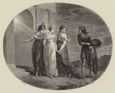 "Hacının İlerlemesi"nden Davet (gravür) by Thomas (after) Stothard