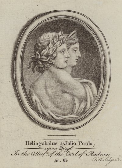 Heliogabalus, Roma İmparatoru ve İmparatoriçe Julia Paula (gravür) by Thomas (after) Worlidge